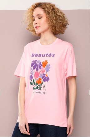 Graphic Printed Oversized Embossed Pure Cotton T-shirt